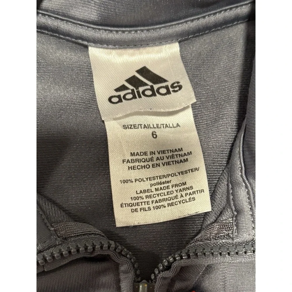 Adidas‎ Boys Sz 6 Black, Red & Gray Long Sleeve Full Zip Mock Neck Track Jacket